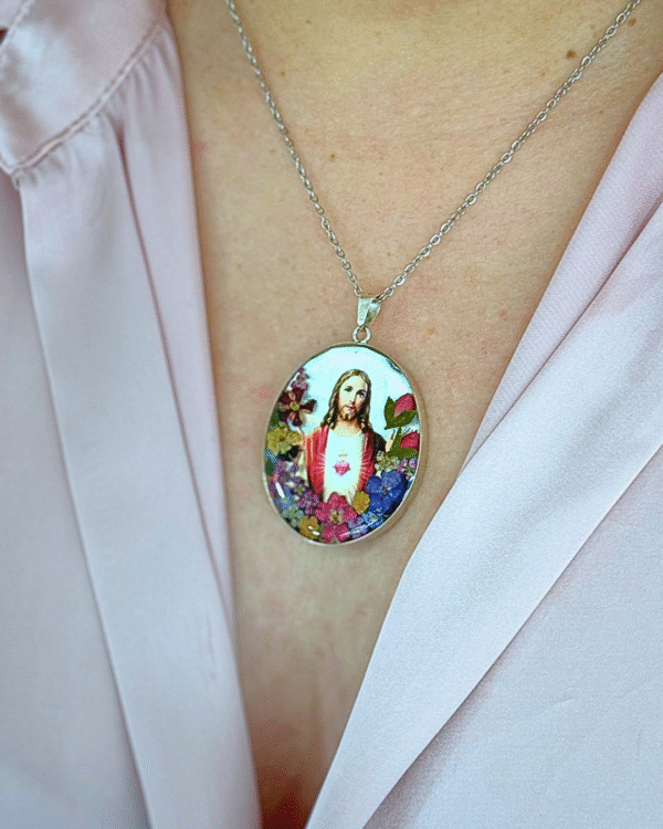 MEDALLON SAGRADO CORAZÓN & VIRGEN DEL CARMEN DOBLE VISTA